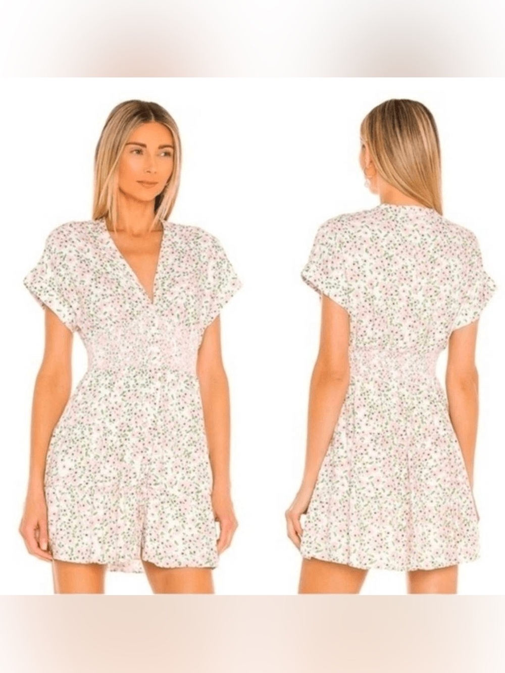 ALICE + OLIVIA Keela Smocked-Waist Button-Front Dress Size 12
